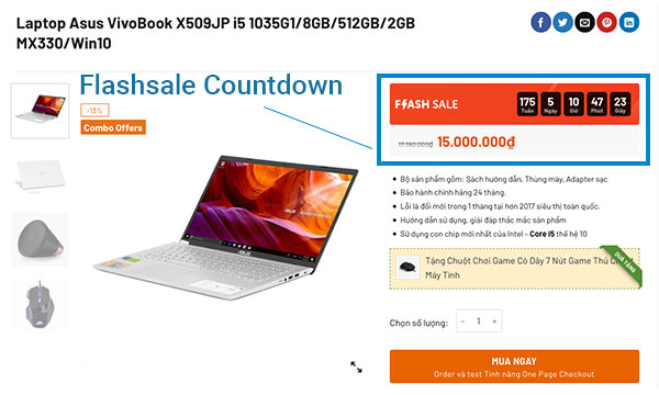 Tính năng flash sale countdown