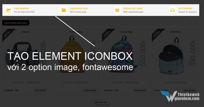 Tạo element iconbox cho flatsome