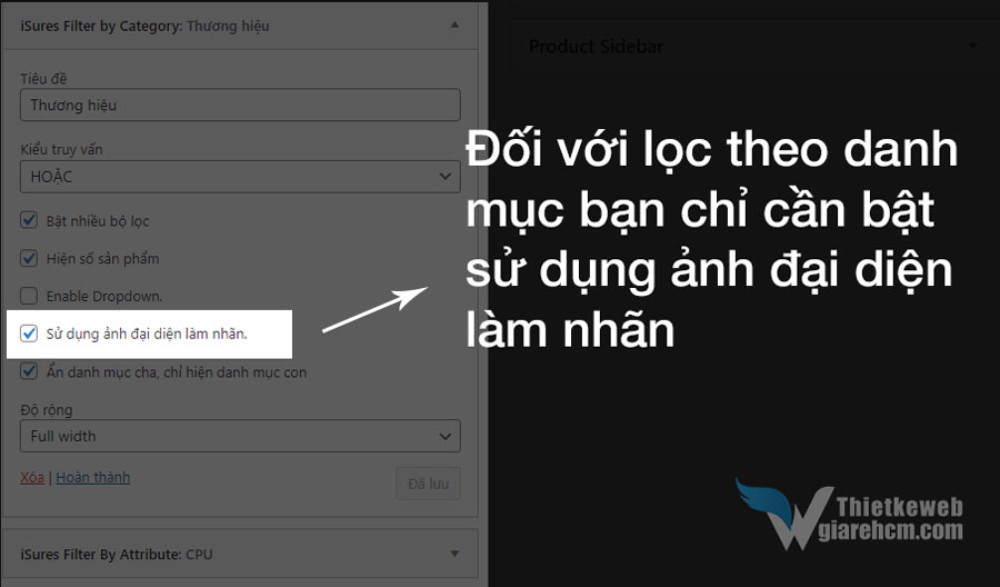 Bật ảnh đại diện làm nhãn đối với widget filter theo danh mục